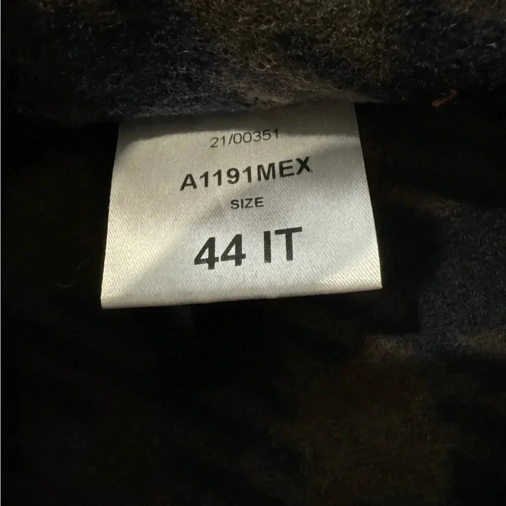 HARRIS WHARF LONDON EUC Gingham Belted Wool Maxi Coat Chocolate Brown Blue 10 44 - Picture 11 of 16